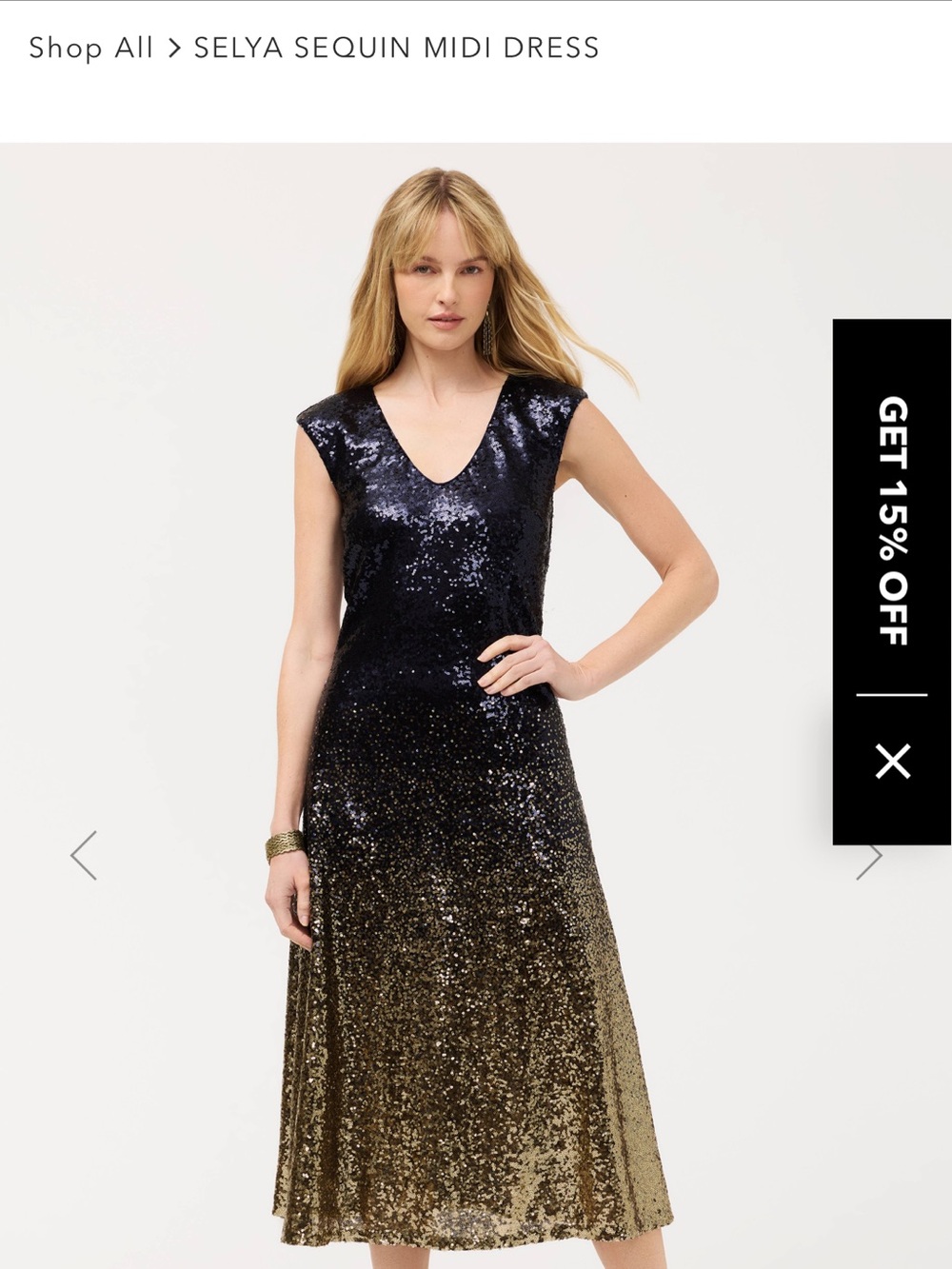 NWT Johnny Was Selva Sequin Midi Dress - Black to Gold Ombre
